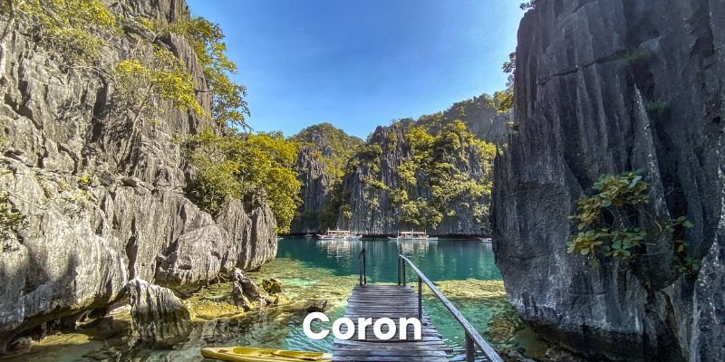 Beautiful Waterway with Limestone Cliffs In Coron