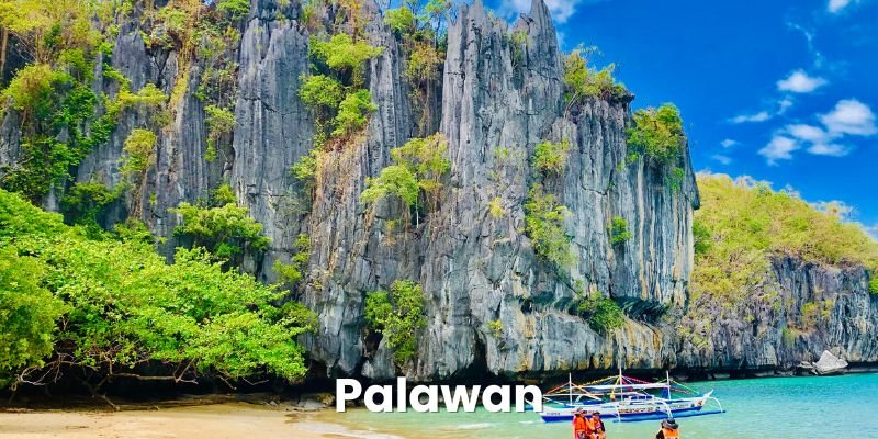 Beautiful Coron Beach With Limestone Clifffs